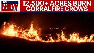 BREAKING: Corral fire threatens neighborhood, hops interstate, burns 12,500 acres | LiveNOW from FOX