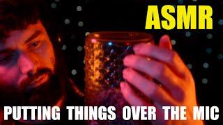 ASMR Putting Things Over the Mic - Glass, Beeswax Wrap, Tapping, Scratching, Crinkles & Tingles