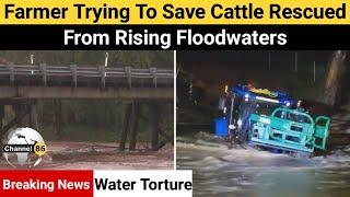 Farmer trying to save cattle rescued from rising floodwaters - Channel 86 Australia