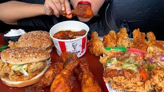 ASMR EATING KFC SPICY LEG PIECE,PERI PERI DRUMSTICK,PRO BURGER,CHIZZA,KFC RICEBOWL *FOOD VIDEOS*