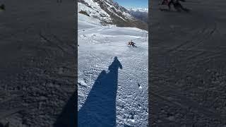 Ski school Saas-Fee ski instructor Kristyna Mikulasova enjoying the amazing November snow conditions