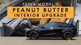 Tesla Model Y 5-Seat Interior Upgrade in Peanut Butter Leather