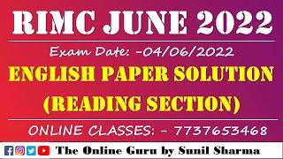 RIMC June 2022 I English Paper Solution (Reading Section) The Online Guru by Sunil Sharma 7737653468