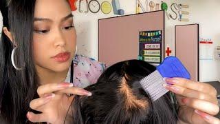 ASMR School Nurse Lice Scalp Check, Scratching, Plucking + Ear Cleaning (TINGLY) RP light gum