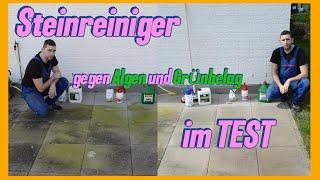 Terrasse / Steine reinigen extrem Test. Was geht ohne Hochdruckreiniger gegen Algen und Grünbelag.