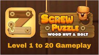 Screw Puzzle: Wood Nut & Bolt Level 1 to 20 Gameplay