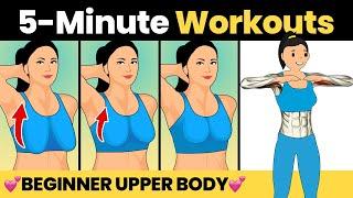 5 MIN  BEGINNER UPPER BODY WORKOUT FOR WOMEN  NO EQUIPMENT