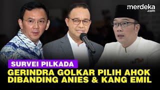 Survei Pilkada Jakarta Gerindra dan Golkar Lebih Dukung Ahok Dibanding Ridwan Kamil & Anies Baswedan