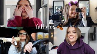 FALL VLOG  grwm, got attacked by a dog, going brunette, aritzia try on haul, & packing for vermont!