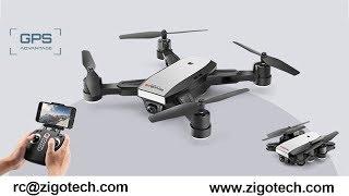 ZIGO TECH GPS folder DRONE 720P CAMERA WIFI FPV DRONE 2018 NEW LH-X28 UNBOXING REVIEW