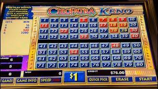 Cleopatra Keno $8 Max Bets Bonuses Hits & Cash Out #kenonation