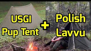 USGI & Polish Lavvu combined canvas shelter halves poncho pup tent