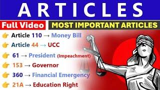 IMPORTANT ARTICLES | ALL IMPORTANT ARTICLES | BEST VIDEO FOR REVISION | SSC | RAILWAY | STATE PCS |