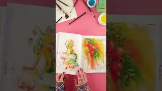 Painting With Brusho! Book Flip #shorts #artjourney