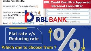 RBL Credit Card Pre Approved Personal Loan // Comparing Flat Rate Vs Reducing Rate of Interest Loans