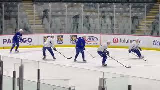 Jonathan Lekkerimäki getting power play with Wolanin, Bains, Sasson and Woo Abby Canucks practice