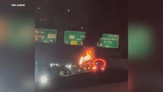 405 traffic nightmare: Tanker truck fire shuts down both sides of freeway