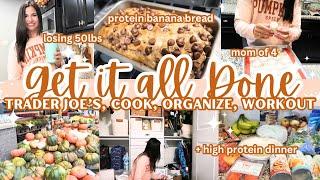 FALL 2024 MOM OF 4 GET IT ALL DONE | GROCERY HAUL | CLEAN + ORGANIZE | HIGH PROTEIN DINNER