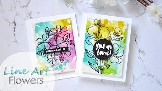 How to Make 2 BEAUTIFUL Line Art Floral Cards FAST!