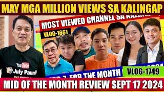 MOST VIEWED CHANNEL SA KALINGAP (WITH MILLION VIEWS) | LAST 30-DAYS AS OF  SEPT. 17, 2024