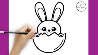 APPRENEZ À DESSINER UN LAPIN DE PÂQUES SI MIGNON ÉTAPE PAR ÉTAPE - TUTORIEL FACILE