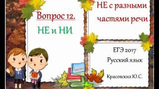 ЕГЭ 2017. Русский язык. Вопрос 12. Слитное и раздельное написание НЕ с разными частями речи