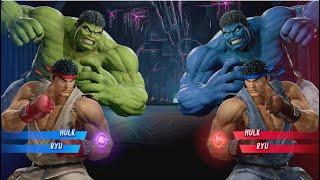 Hulk and RYU vs Blue Hulk and RYU - MARVEL VS. CAPCOM: INFINITE