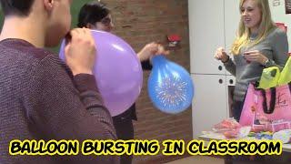 Girl blows up balloons to scare guy in class | Amazonian Models