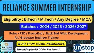 RELIANCE INDUSTRIES (RIL) INTERNSHIP ALERT! for B.Tech, M.Tech & Any Degree with ₹40K Stipends