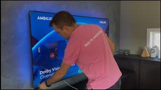 2024 Philips 75 "The One" unboxing and wall mounting - How to wall mount ambilight TV.