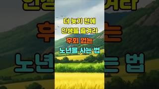 더 늦기 전에 인생을 즐겨라 후회 없는 노년을 사는 법  #좋은글 #명언 #지혜