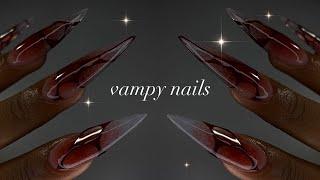 RED VAMPY NAILS🩸| trying Born Pretty products + intricate nail art!