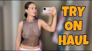 4K Transparent Black Blouse & No Bra Try-On Haul Review