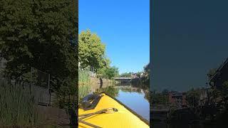 Gliding forward in central Köping, Sweden in my portable kayak #paddlingin100cities