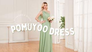 POMUYOO | Graceful Sage Green Long Bridesmaid Dresses 2023
