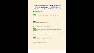 HUBSPOT INBOUND MARKETING CERTIFICATION EXAM QUESTIONS AND VERIFIED ANSWERS 100 CORRECT LATEST 2024