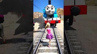 GTA V: BARBIE SAVED BY SPIDER-MAN FROM THOMAS THE TRAIN #shorts