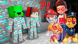JJ and Mikey HIDE From Paw patrol EXE monsters in Minecraft Challenge - Maizen