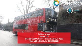 Full Journey | Route 135 to Crossharbour, Asda | Rare Working | Volvo BZL DD | 86183 (LJ24 ZNS)