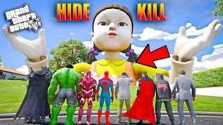 GTA V : Squid Game Doll Hide & Kill With Franklin & Shinchan in GTA 5 in Telugu