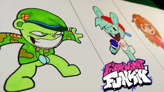 DIBUJANDO LOS PERSONAJES DE VS FLIPPY HAPPY TREE FUNKERS de  FRIDAY NIGHT FUNKIN