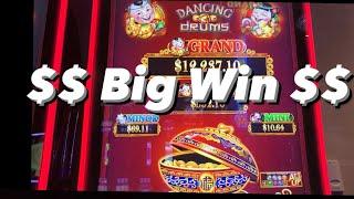 Big Win!!! 3 Drum Bonus on Dancing Drums Slot machine  #lasvegas  #gamble