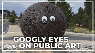 Googly eyes go viral after appearing on public art in Bend