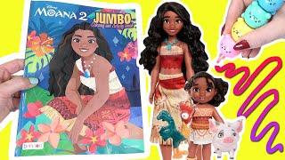 Moana 2 Movie Jumbo Activity and Sticker Book with Simea, Hei Hei, Pua Dolls