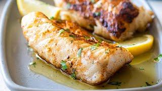 Pan Seared Halibut with Garlic Butter Sauce