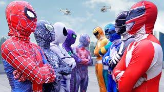 OMG ! SPIDER-MAN Bros vs Team POWER RANGER !! Which Team is Stronger ?? ( POV , Battle Mini Games )