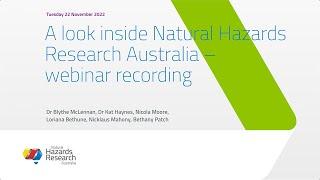 A look inside Natural Hazards Research Australia – webinar recording