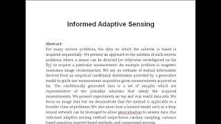 Informed Adaptive Sensing