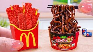 Best Fries Street Food  Miniature Black Bean Noodles and Cheetos French Fries  Tina Mini Cooking