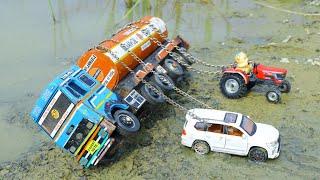 Biggest Tata Petrol Dumper Accident Mud Water Pulling Out Mahindra Scorpio Ford HMT Tractor ? CS Toy